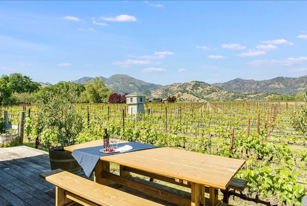 Deck overlooking vineyard